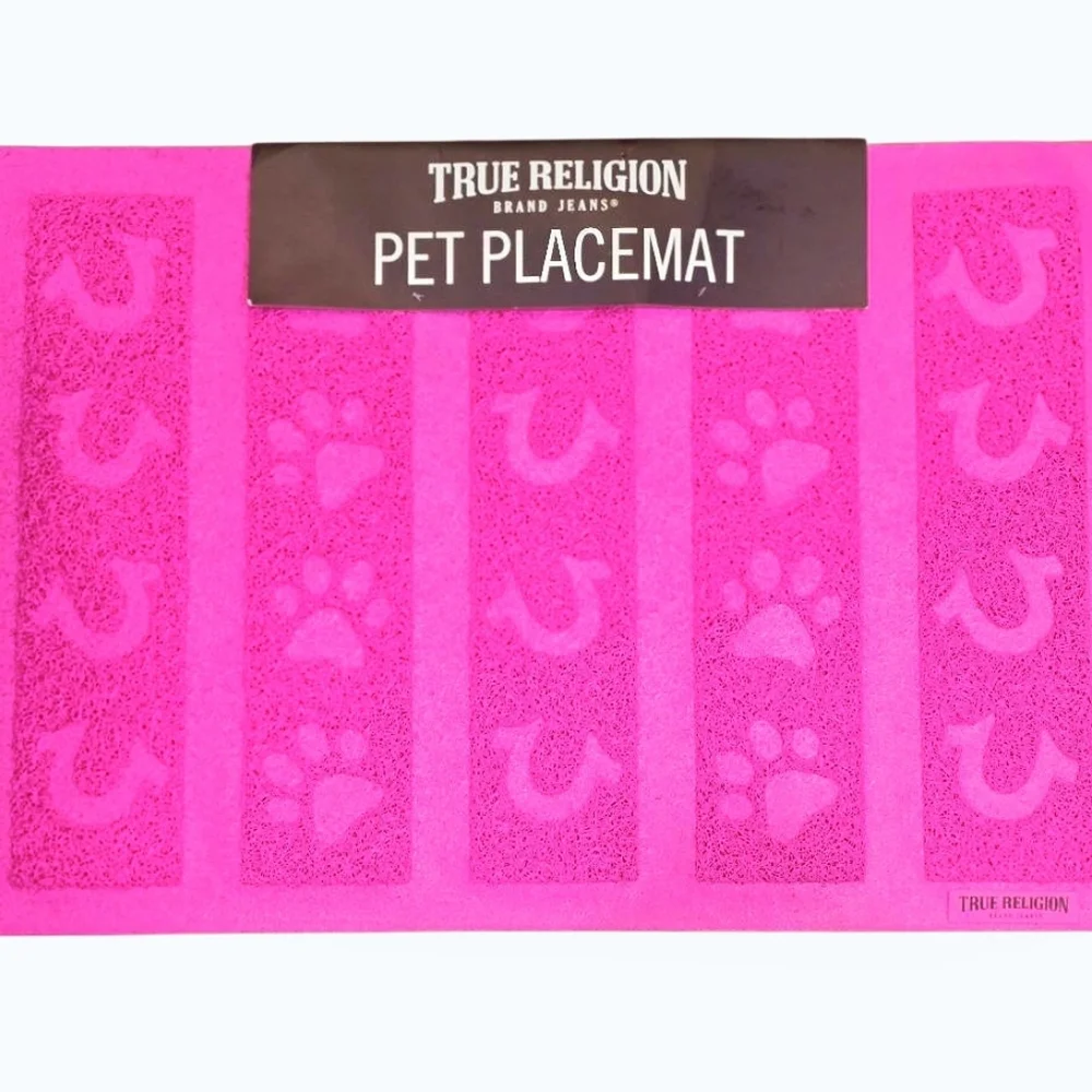 True Religion Paw & Horseshoe Logo Pet Placemat- Pink